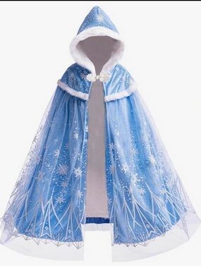 Sparkling Blue Snowflake Hooded Cape